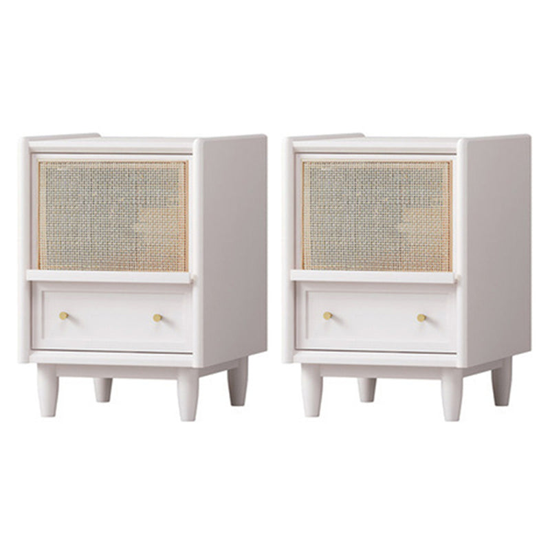 Contemporary Rattan Nightstand Lower Shelf Bedside Cabinet for Bedroom