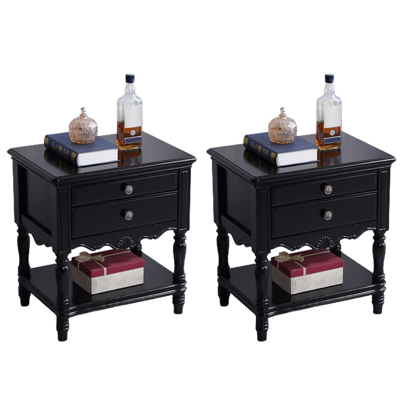 Traditional Rubberwood Night Table Drawer Storage Nightstand with Legs