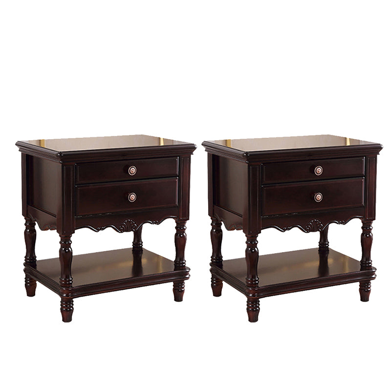 Traditional Rubberwood Night Table Drawer Storage Nightstand with Legs