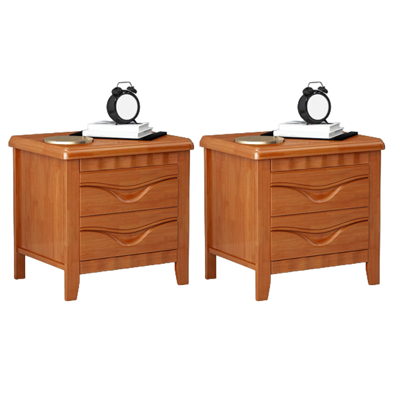 Traditional Lower Shelf Nightstand Solid Wooden Bedside Cabinet for Bedroom