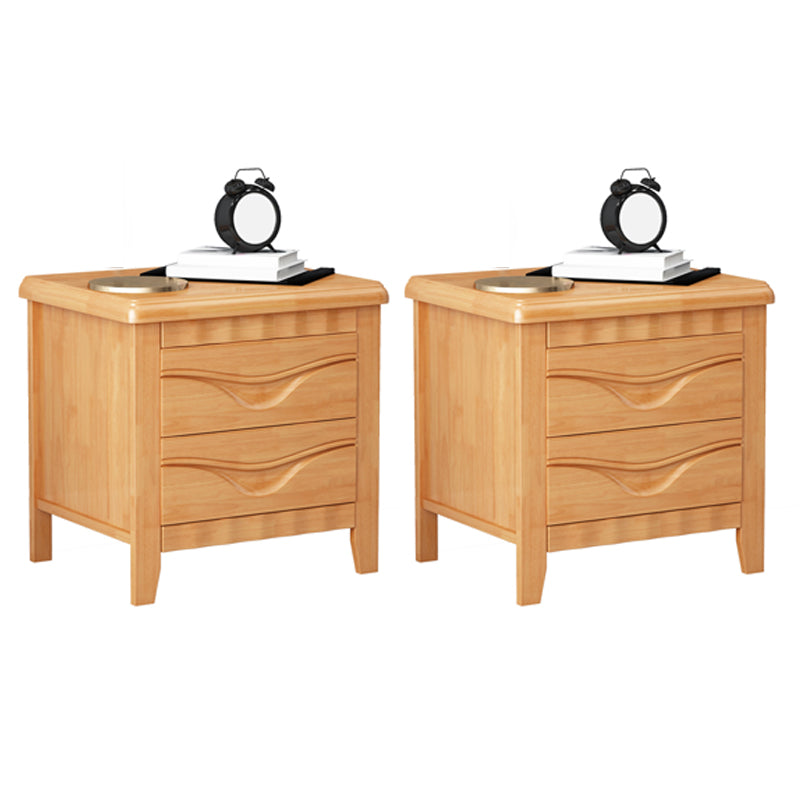 Traditional Lower Shelf Nightstand Solid Wooden Bedside Cabinet for Bedroom