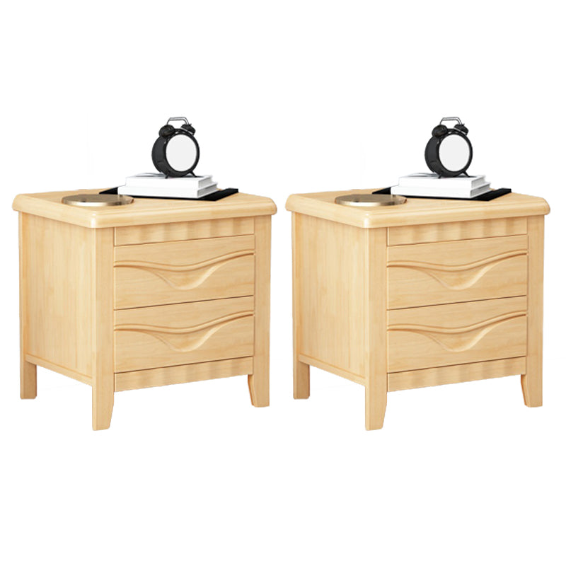 Traditional Lower Shelf Nightstand Solid Wooden Bedside Cabinet for Bedroom