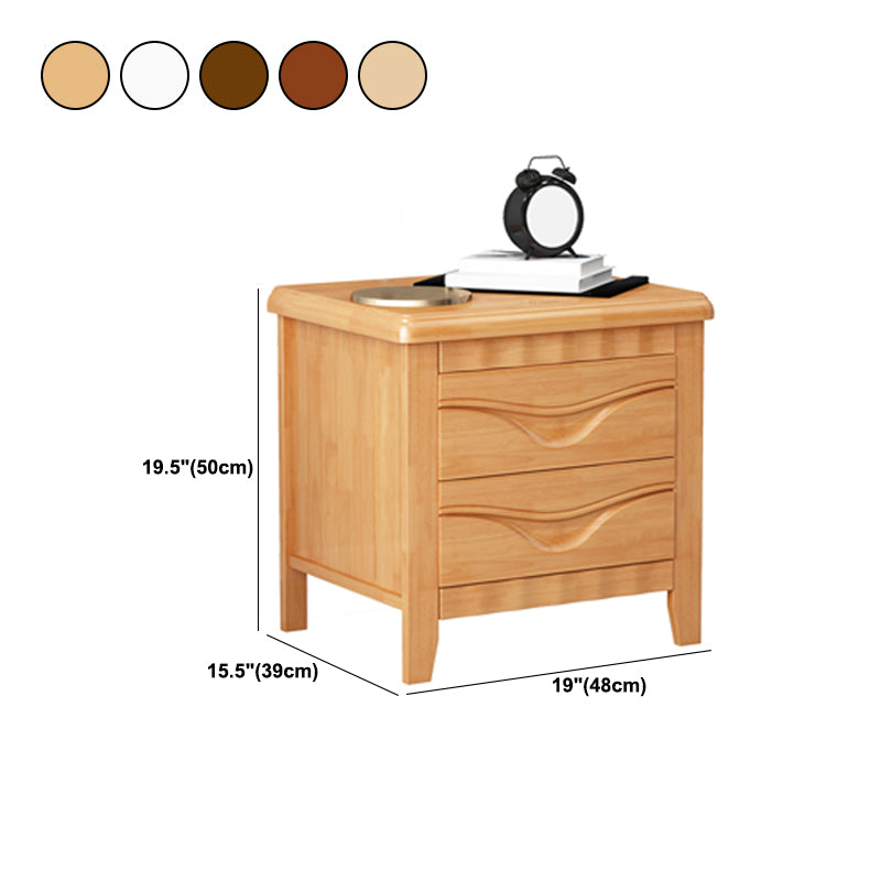 Traditional Lower Shelf Nightstand Solid Wooden Bedside Cabinet for Bedroom