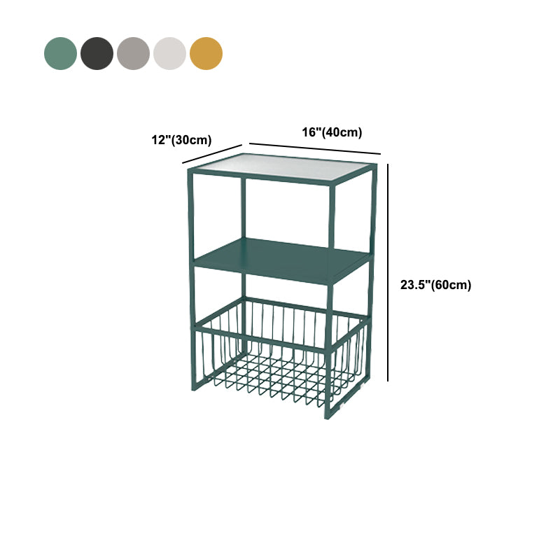 Industrial Bedside Cabinet Glass and Iron Nightstand for Bedroom