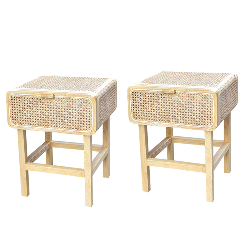 1 Door Rattan Nightstand Modern Bedside Cabinet With Legs ,23.6" Tall