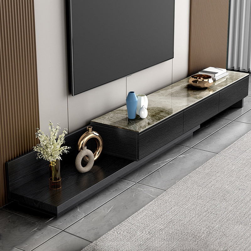 Contemporary TV Console Enclosed Storage TV Stand Console with Drawers