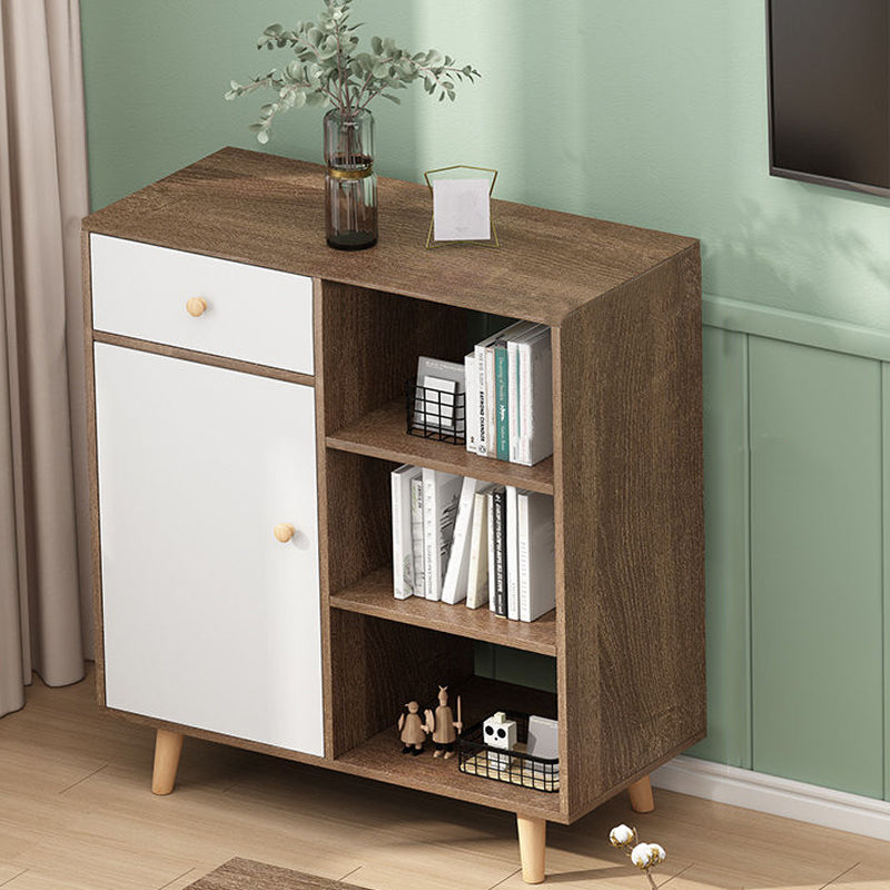 Open Shelving TV Stand Console Engineered Wood Stand Console with Wooden Legs