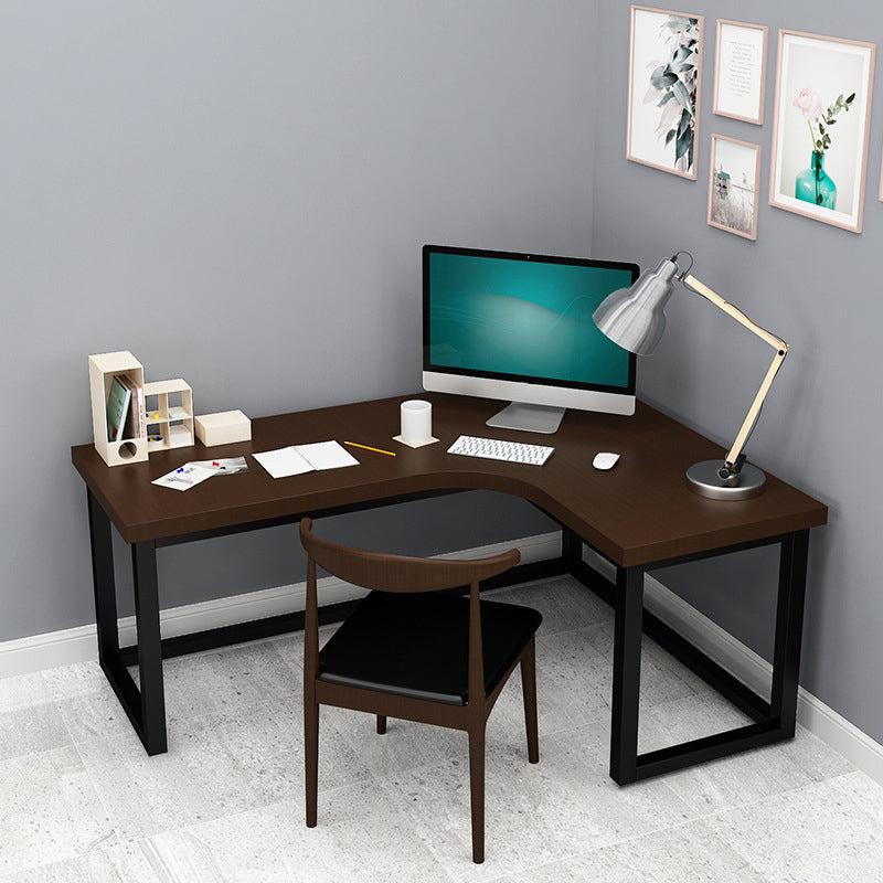 Industrial Cable Management Computer Desk Solid Wood Writing Desk with Metal Legs