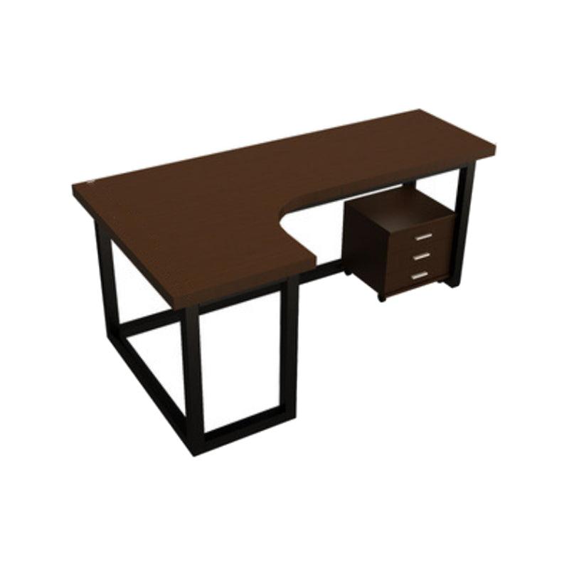 Industrial Cable Management Computer Desk Solid Wood Writing Desk with Metal Legs