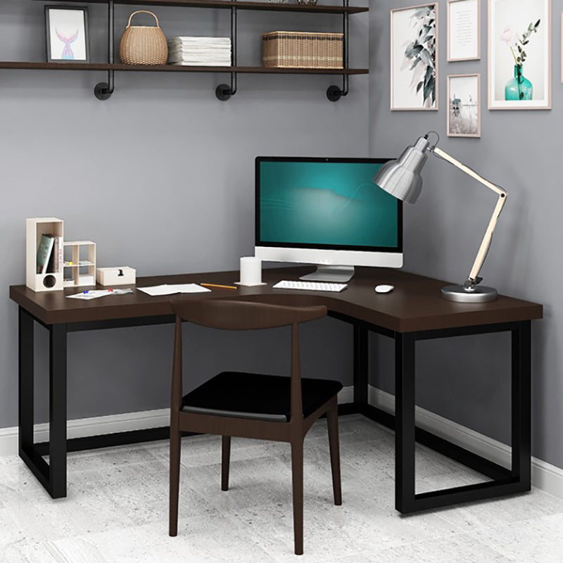 Industrial Cable Management Computer Desk Solid Wood Writing Desk with Metal Legs