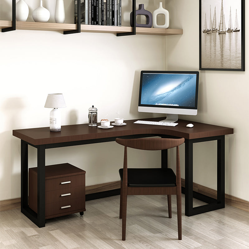 Industrial Cable Management Computer Desk Solid Wood Writing Desk with Metal Legs