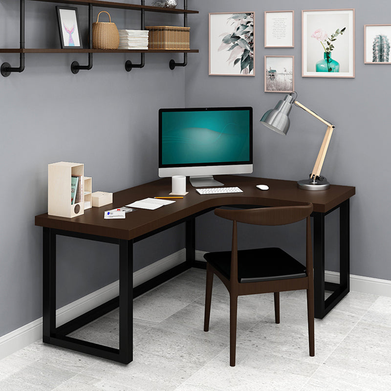 Industrial Cable Management Computer Desk Solid Wood Writing Desk with Metal Legs