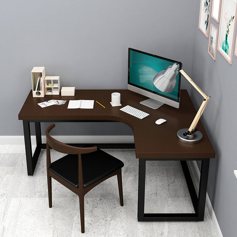 Industrial Cable Management Computer Desk Solid Wood Writing Desk with Metal Legs