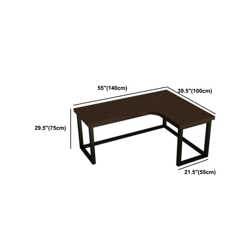 Industrial Cable Management Computer Desk Solid Wood Writing Desk with Metal Legs