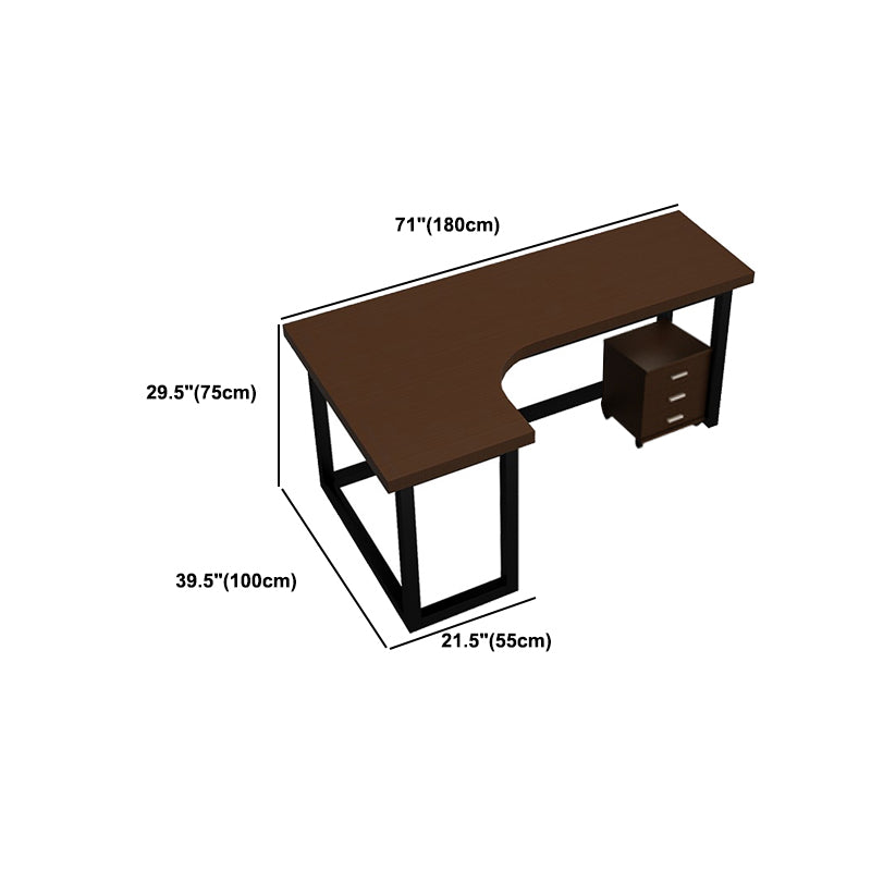 Industrial Cable Management Computer Desk Solid Wood Writing Desk with Metal Legs