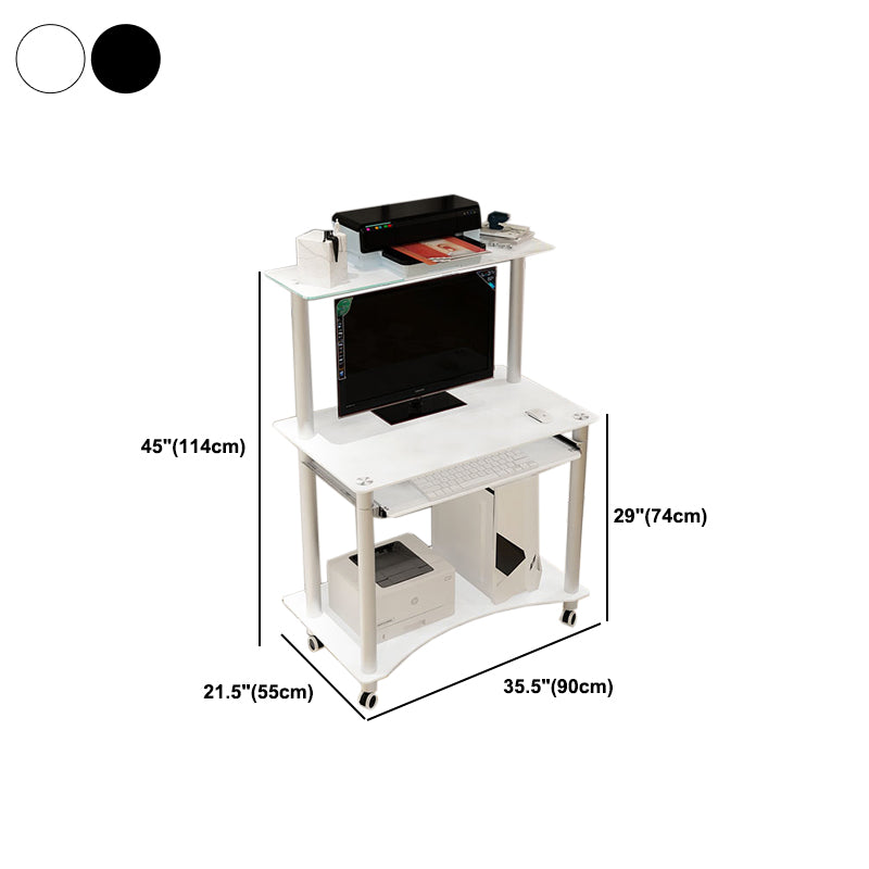 Bedroom Rectangular Office Desk Contemporary Glass Computer Desk