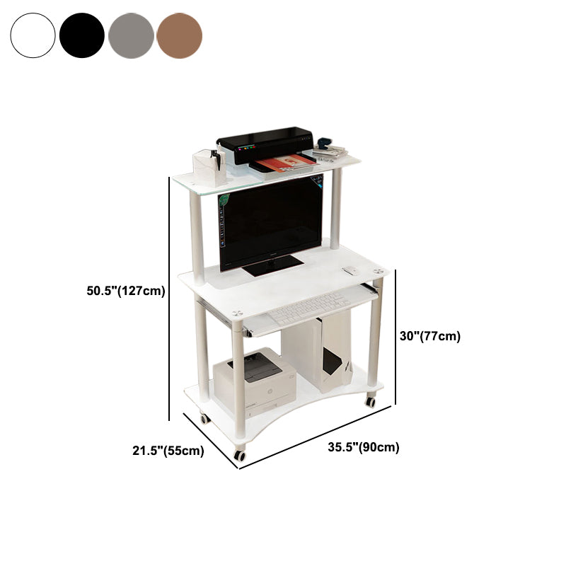 Bedroom Rectangular Office Desk Contemporary Glass Computer Desk