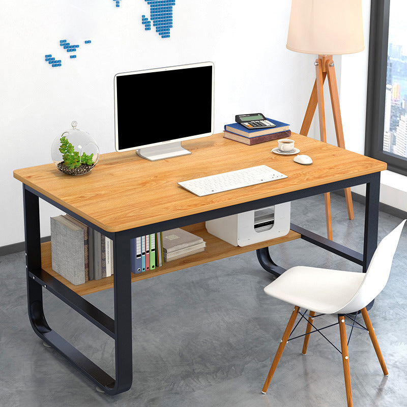 Metal and Wooden Writing Desk Rectangular Office Desk for Bedroom