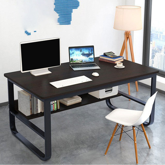 Metal and Wooden Writing Desk Rectangular Office Desk for Bedroom