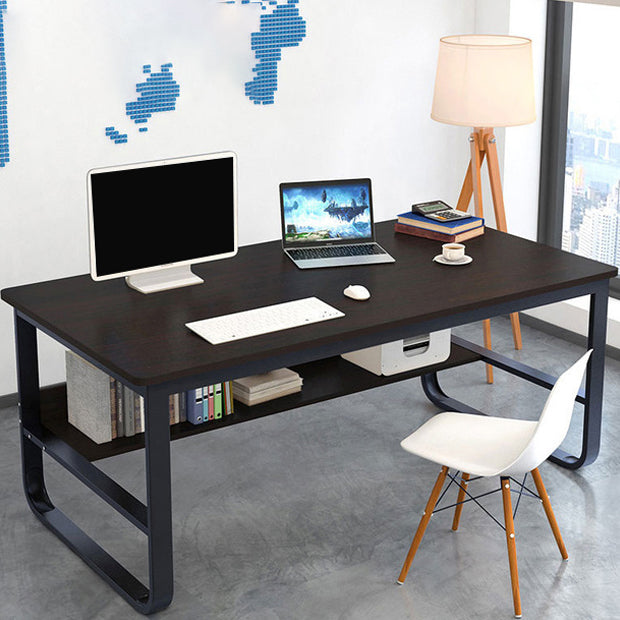 Metal and Wooden Writing Desk Rectangular Office Desk for Bedroom