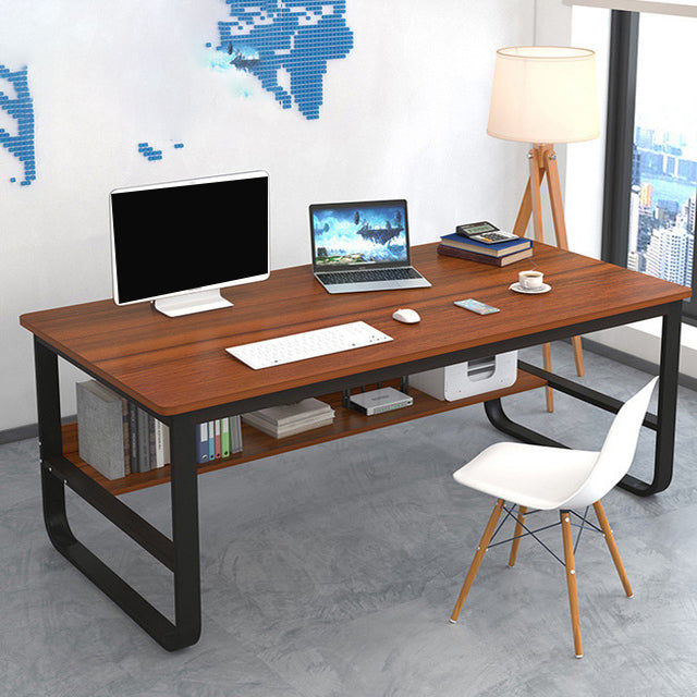 Metal and Wooden Writing Desk Rectangular Office Desk for Bedroom