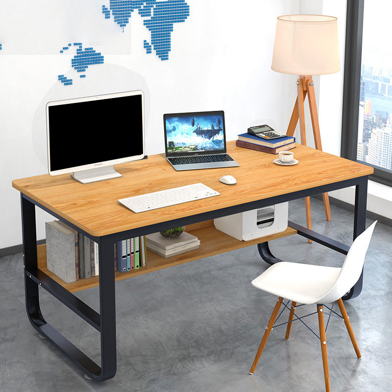 Metal and Wooden Writing Desk Rectangular Office Desk for Bedroom