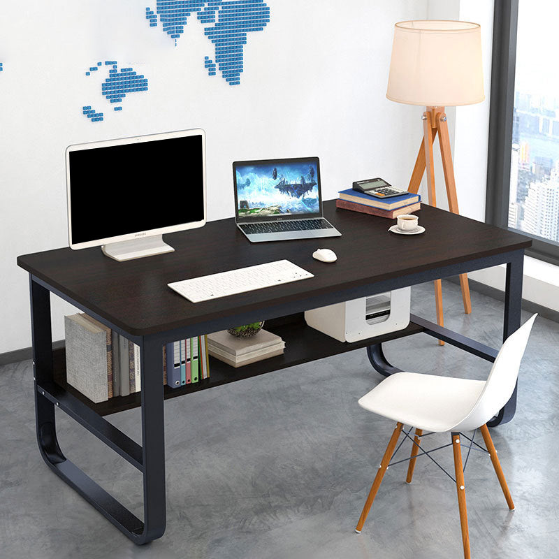 Metal and Wooden Writing Desk Rectangular Office Desk for Bedroom