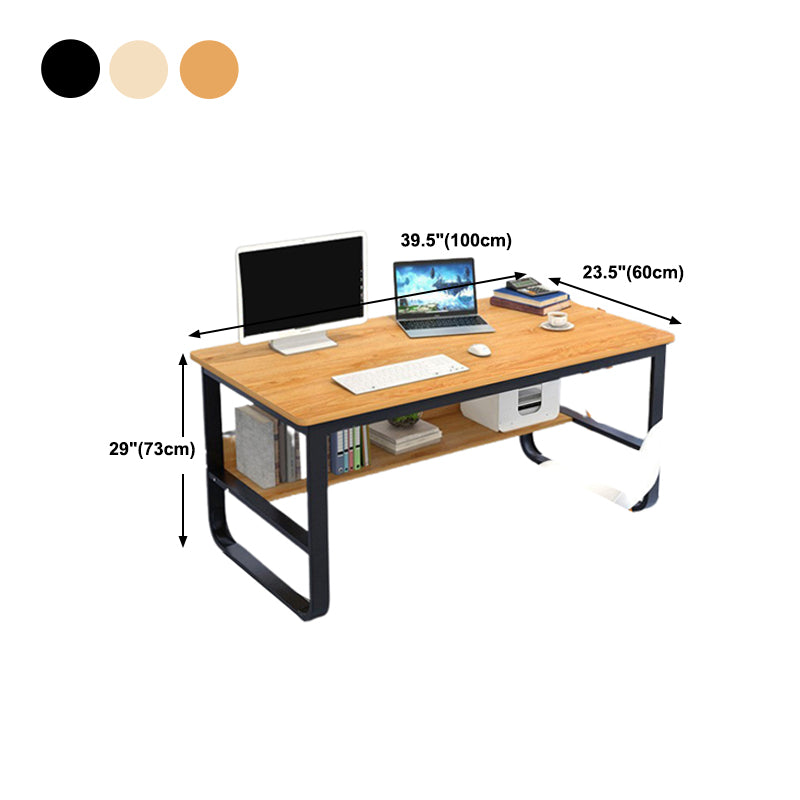 Metal and Wooden Writing Desk Rectangular Office Desk for Bedroom