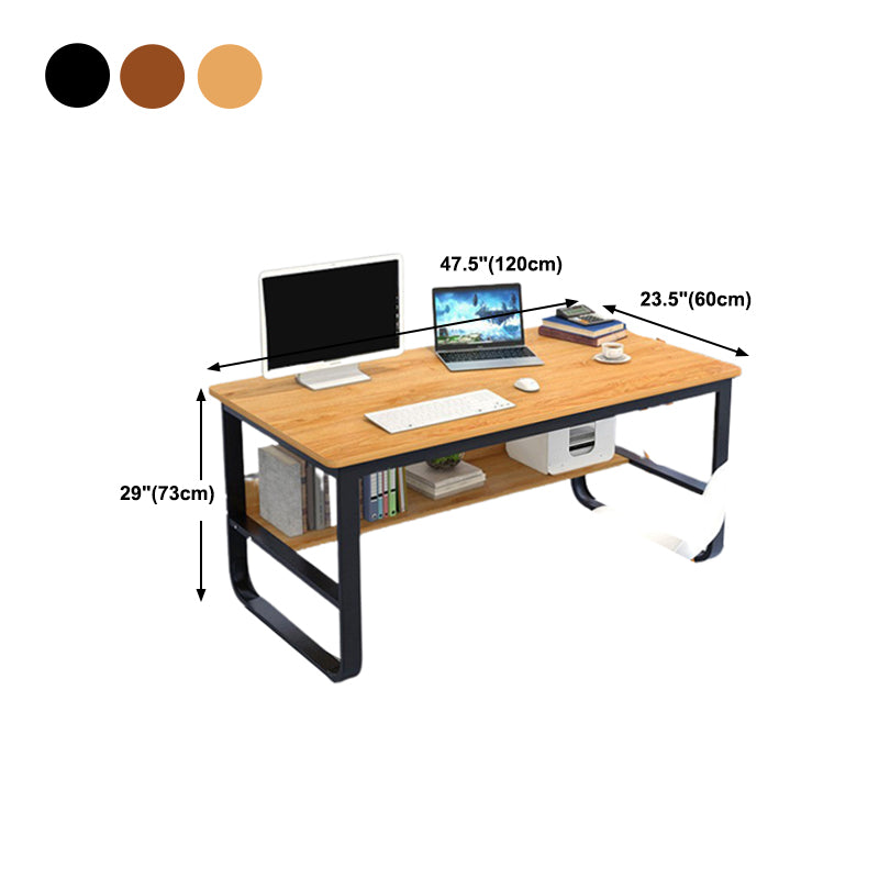 Metal and Wooden Writing Desk Rectangular Office Desk for Bedroom