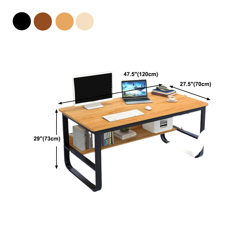 Metal and Wooden Writing Desk Rectangular Office Desk for Bedroom