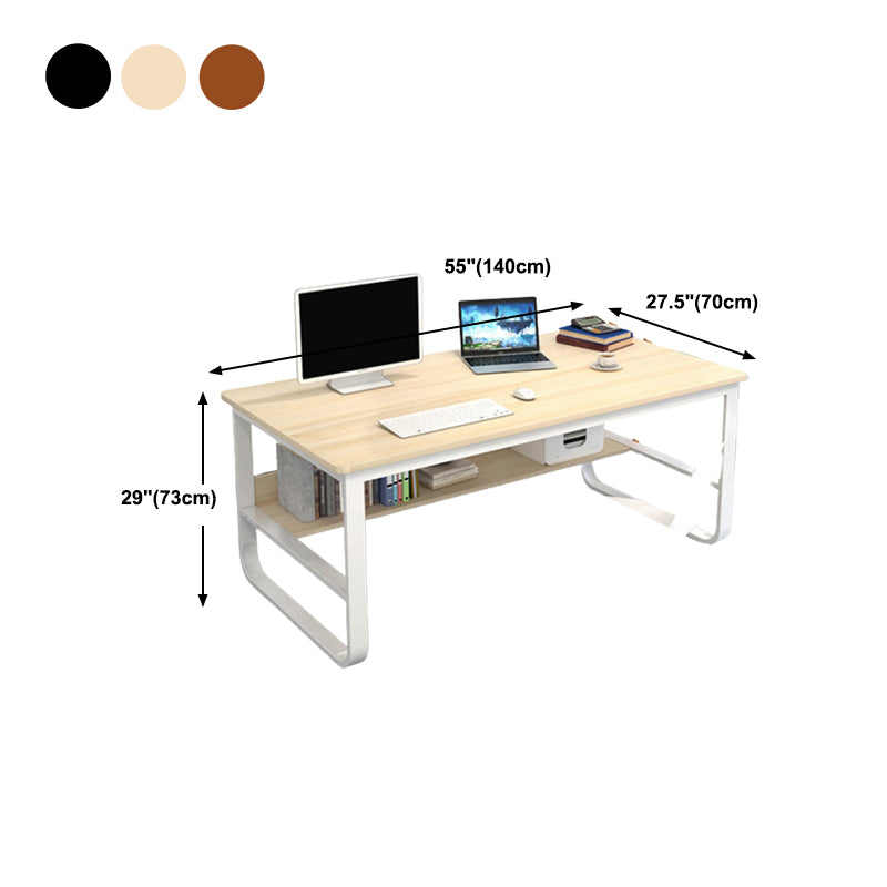 Metal and Wooden Writing Desk Rectangular Office Desk for Bedroom