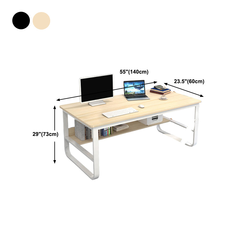 Metal and Wooden Writing Desk Rectangular Office Desk for Bedroom