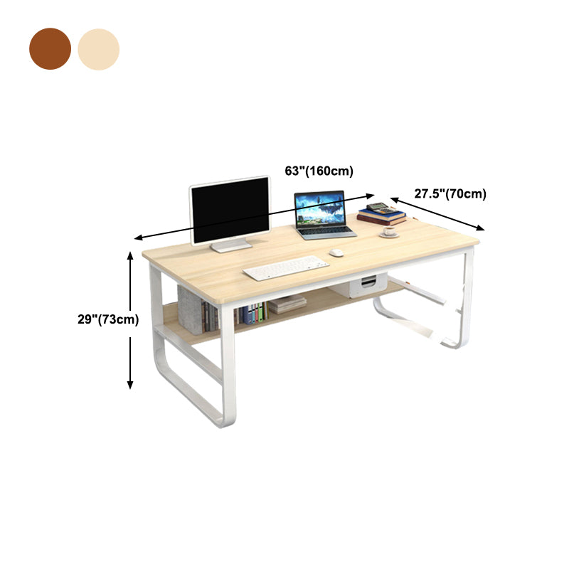 Metal and Wooden Writing Desk Rectangular Office Desk for Bedroom