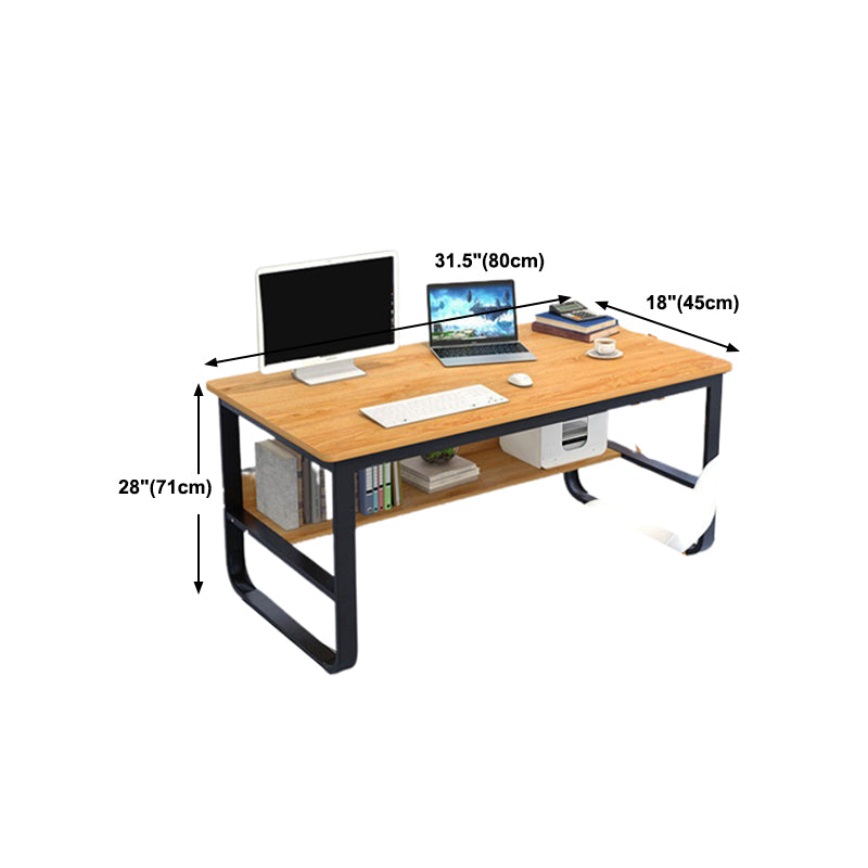 Metal and Wooden Writing Desk Rectangular Office Desk for Bedroom