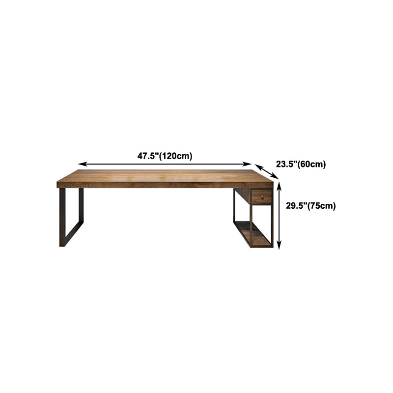 Modern Pine Writing Desk Rectangular Office Desk with Drawer