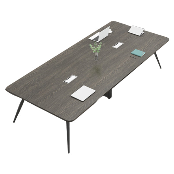 Parsons Industrial Writing Desk Dark Taupe Curved Office Desk Metal and Artificial Wood