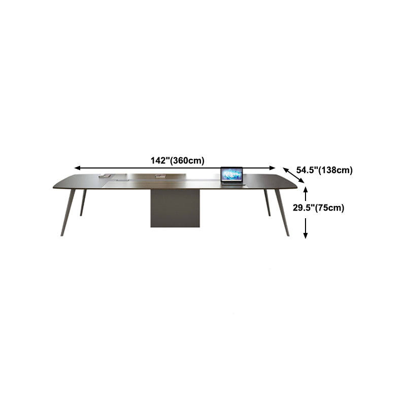 Brown Industrial Office Desk with Iron Pin Legs Artificial Wood Writing Desk Parsons