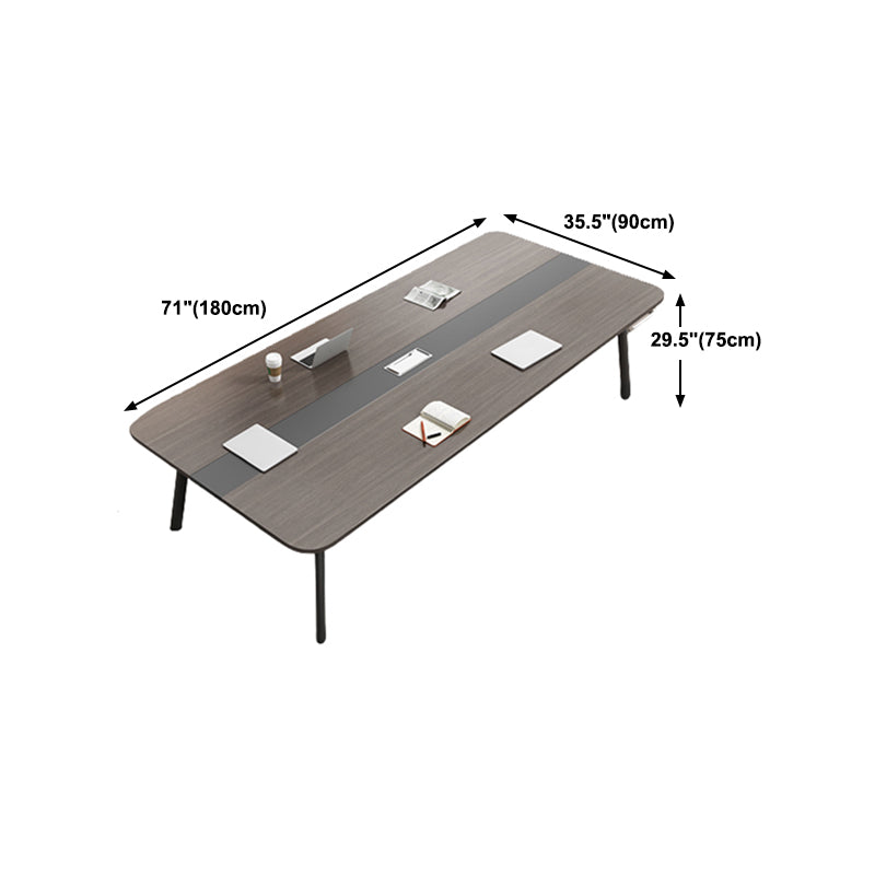 Cappuccino Curved Writing Desk with Metal Legs Office Desk Metal and Artificial Wood