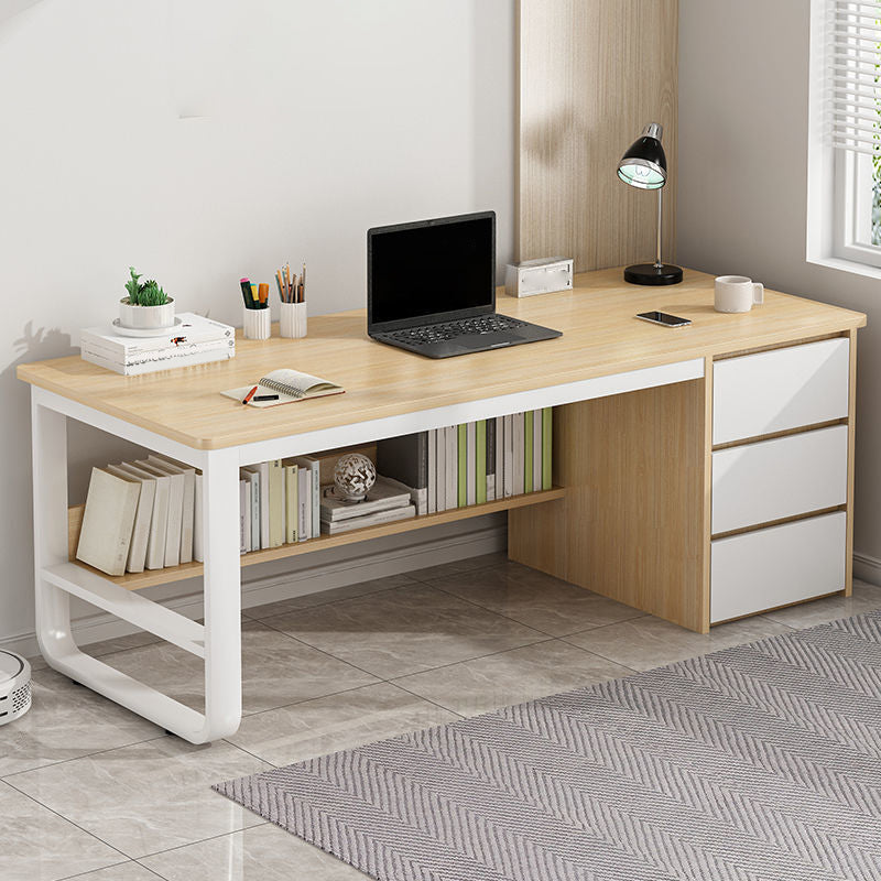 Metal and Wooden Writing Desk Rectangular Office Desk for Dormitory