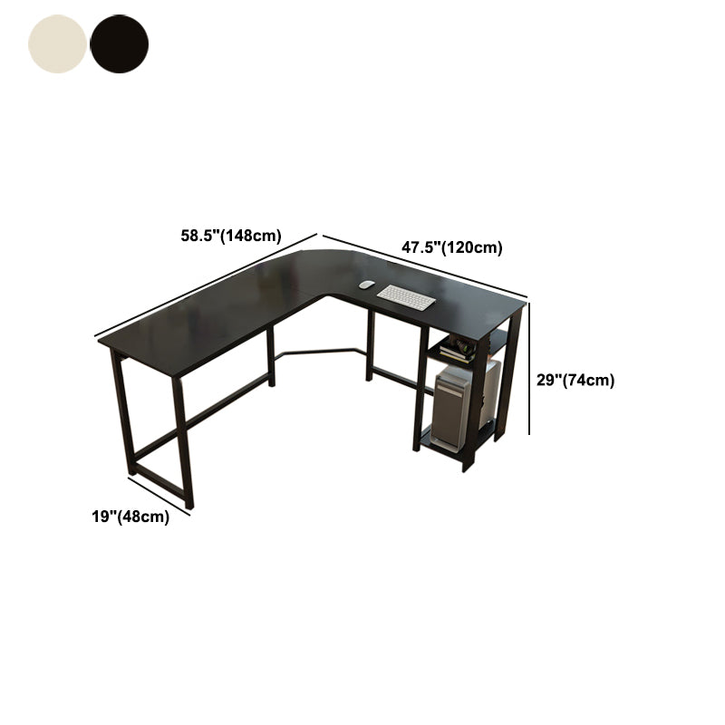 H-Shape Wooden Writing Desk Keyboard Tray Bedroom L-Shape Office Desk with Metal Legs