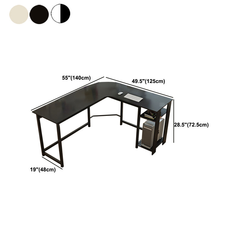 H-Shape Wooden Writing Desk Keyboard Tray Bedroom L-Shape Office Desk with Metal Legs