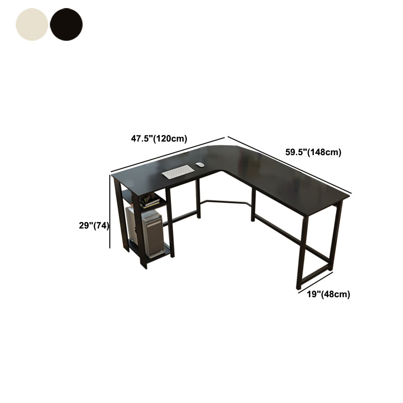 H-Shape Wooden Writing Desk Keyboard Tray Bedroom L-Shape Office Desk with Metal Legs