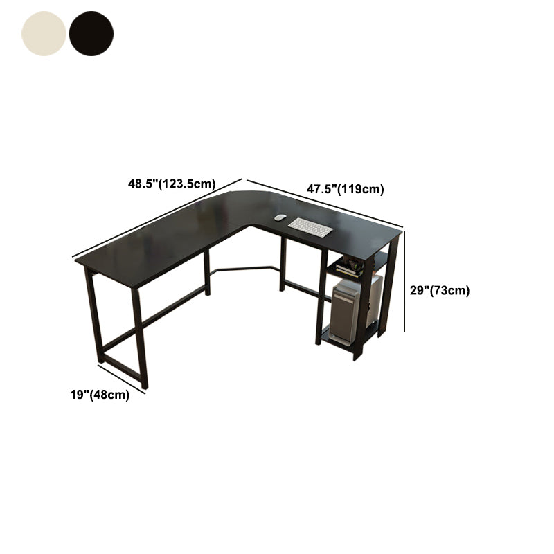 H-Shape Wooden Writing Desk Keyboard Tray Bedroom L-Shape Office Desk with Metal Legs