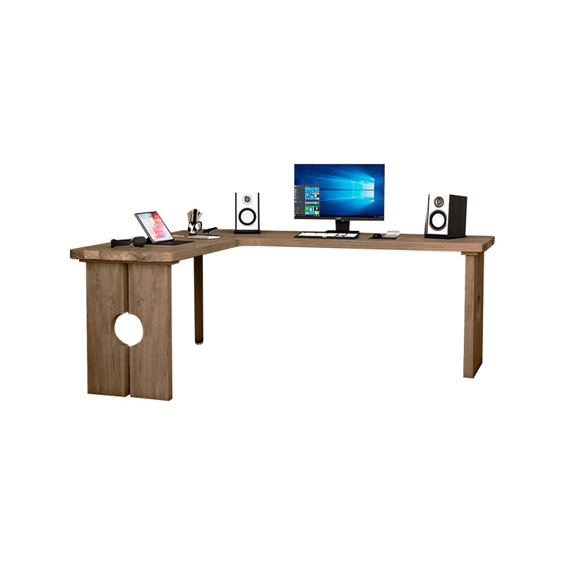 Natural Modern L-Shape Office Desk Home Solid Wood Writing Desk