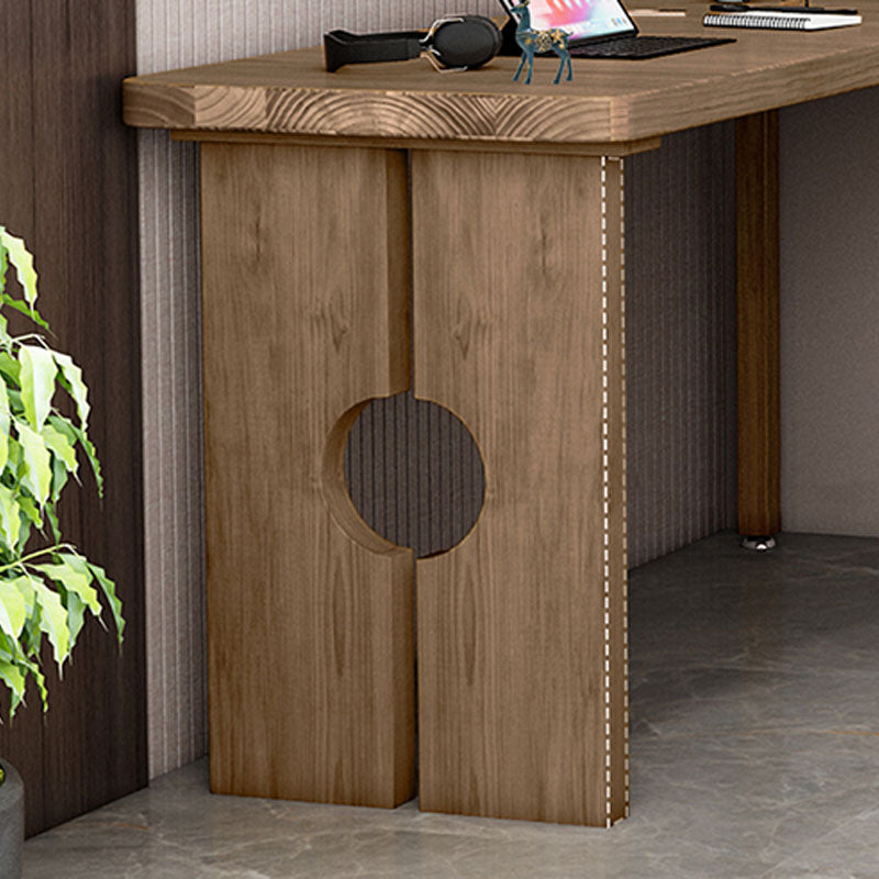 Natural Modern L-Shape Office Desk Home Solid Wood Writing Desk