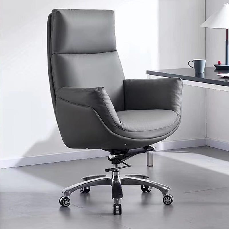 Contemporary Office Chair Wheels Leather High Back Executive Chair