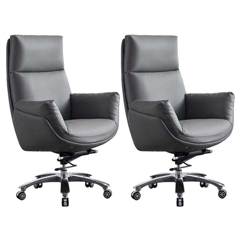 Contemporary Office Chair Wheels Leather High Back Executive Chair