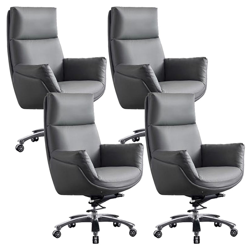 Contemporary Office Chair Wheels Leather High Back Executive Chair