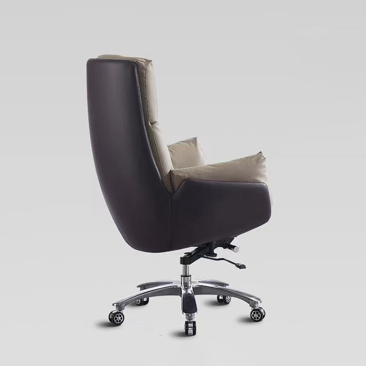 Contemporary Office Chair Wheels Leather High Back Executive Chair