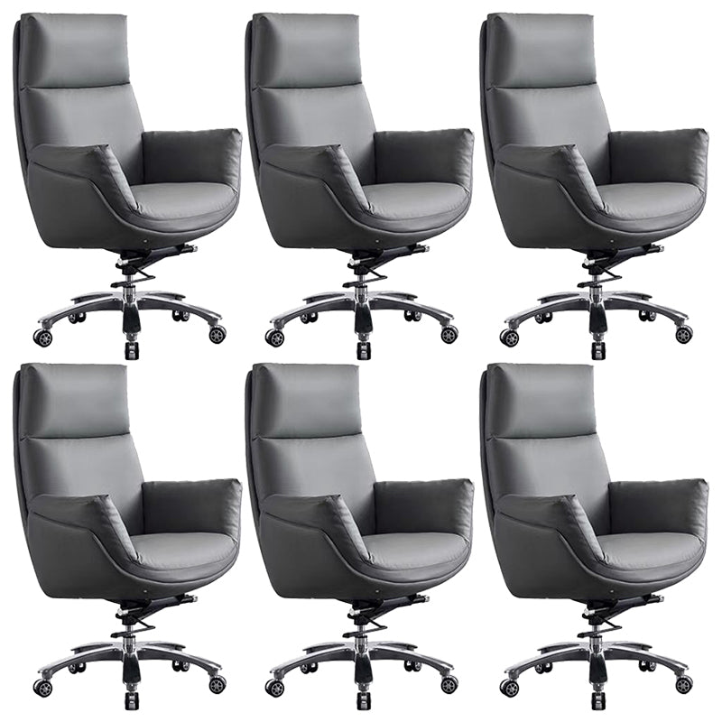 Contemporary Office Chair Wheels Leather High Back Executive Chair